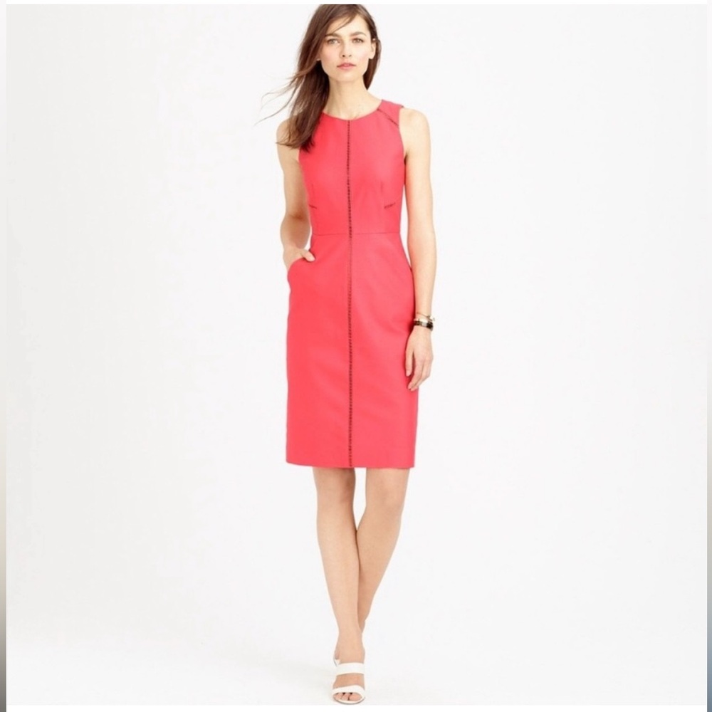 J. Crew Coral Ladder Stitch Sheath Dress Size 2